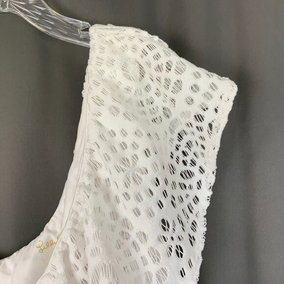 Lilly Pulitzer White Matteo One Shoulder Top Sea Urchin Terry Lace Sz XL - Picture 5 of 16